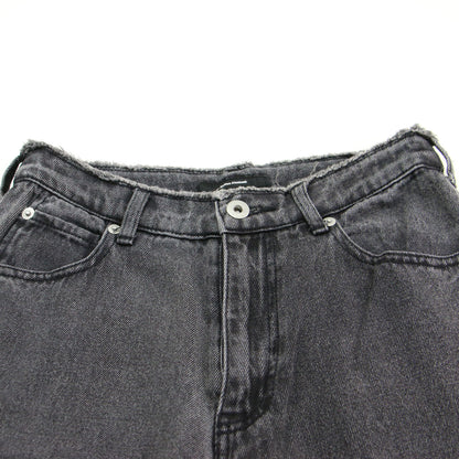 21春夏 パッチワーク デニム / パンツ テーパード ハイウエスト 切替 カットオフ コットン