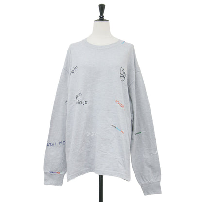 ロゴ 刺繍 ロングスリーブ Tシャツ / カットソー 長袖 クルーネック コットン