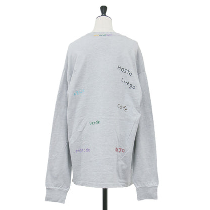 ロゴ 刺繍 ロングスリーブ Tシャツ / カットソー 長袖 クルーネック コットン
