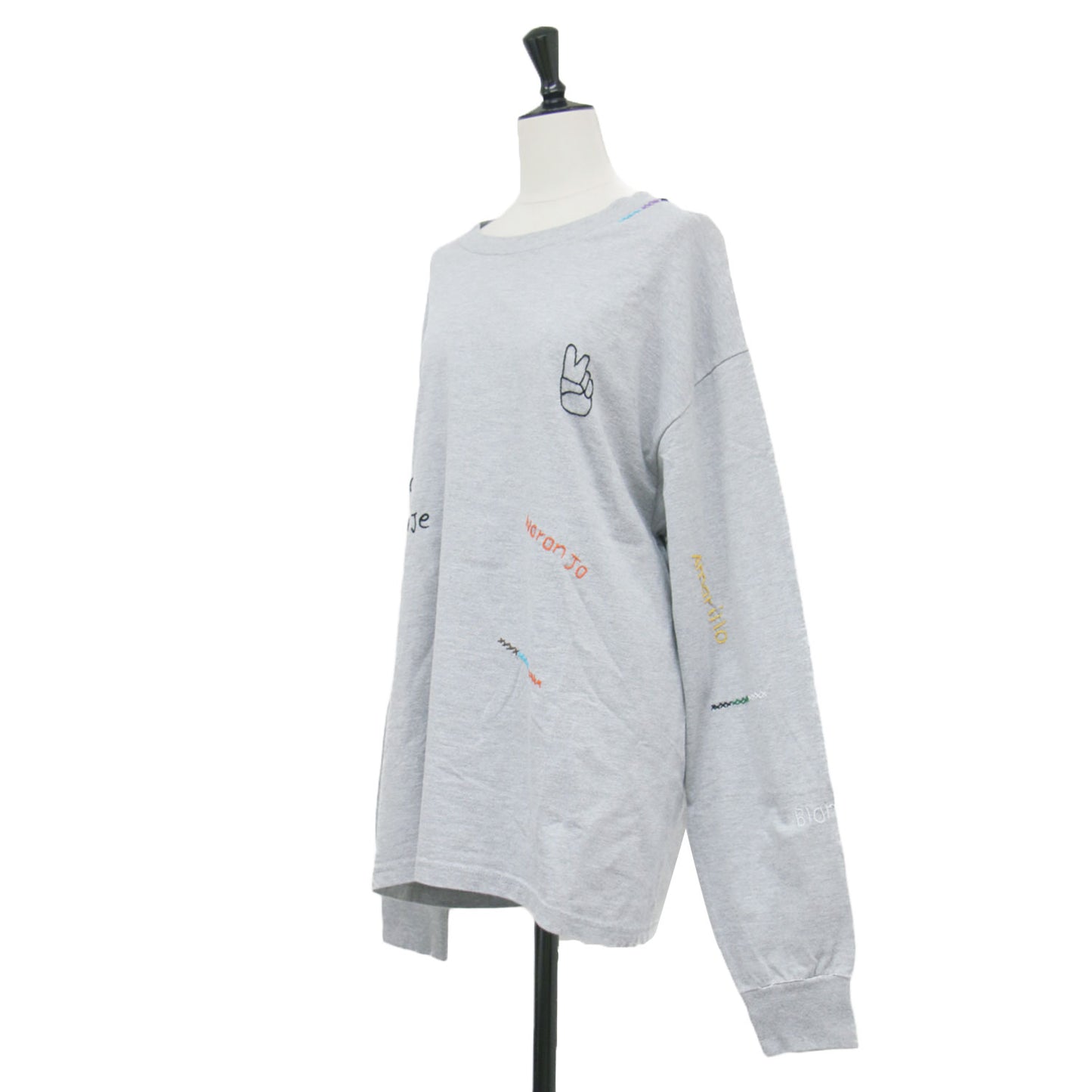 ロゴ 刺繍 ロングスリーブ Tシャツ / カットソー 長袖 クルーネック コットン
