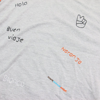 ロゴ 刺繍 ロングスリーブ Tシャツ / カットソー 長袖 クルーネック コットン