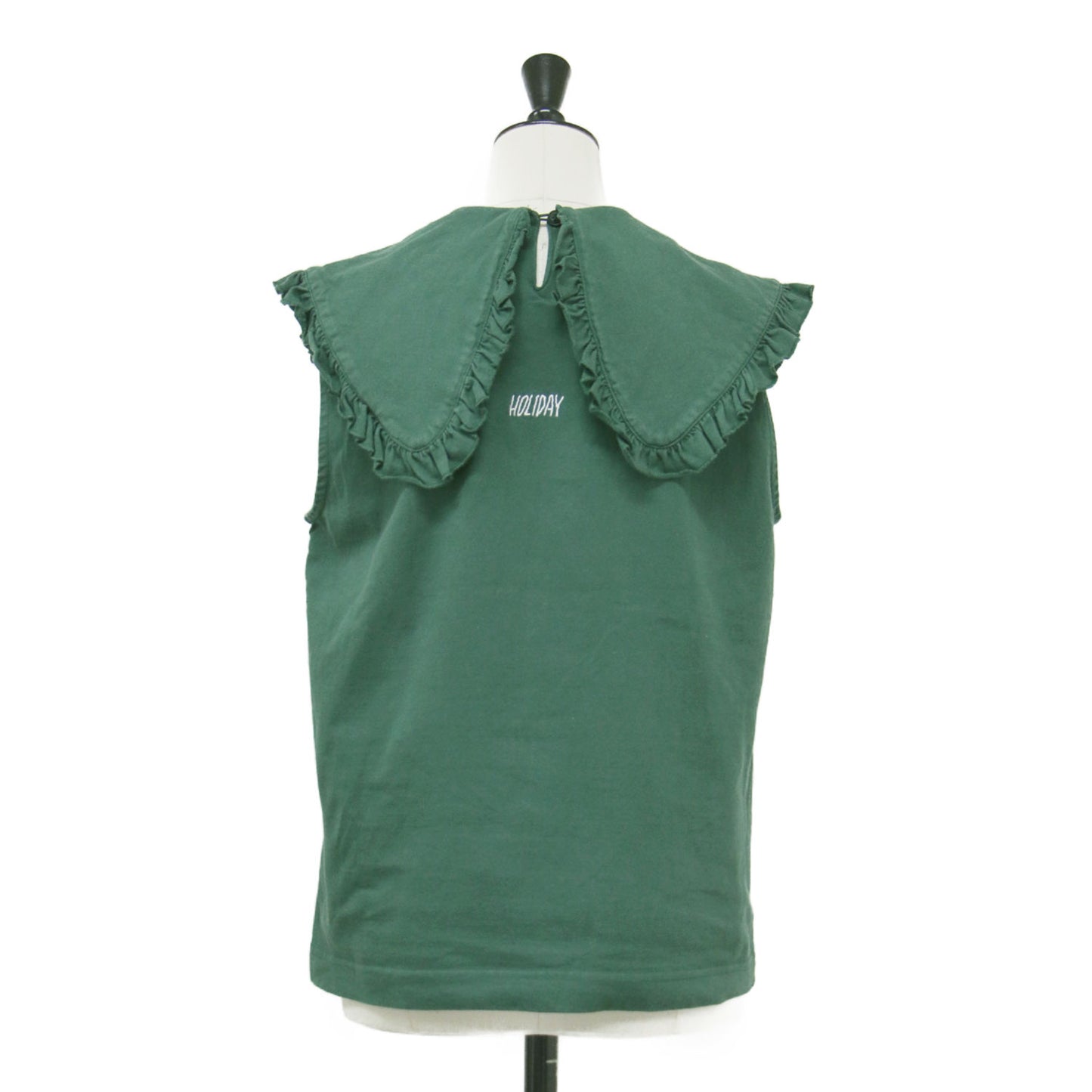 21春夏 ピーターパンカラー ノースリーブ カットソー / SUPER FINE DRY PURITAN COLLAR BLOUSE ブラウス フリル コットン