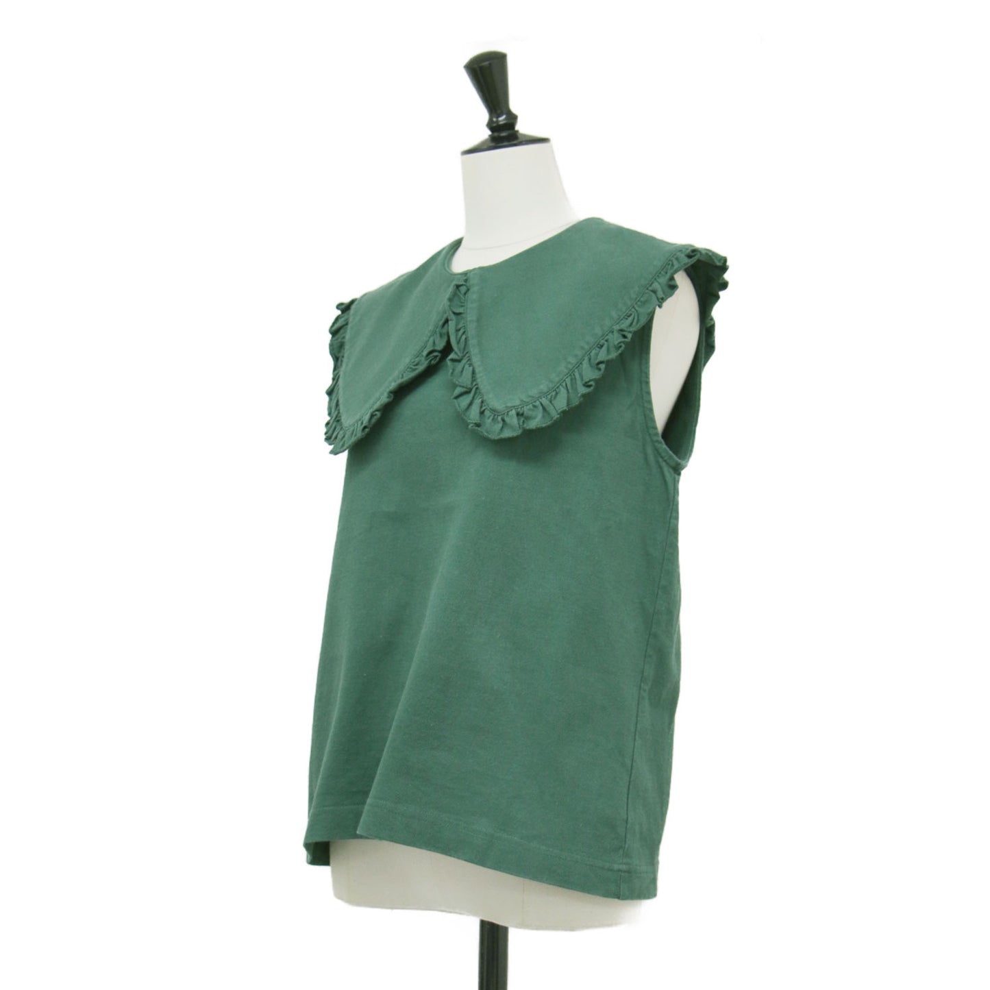 21春夏 ピーターパンカラー ノースリーブ カットソー / SUPER FINE DRY PURITAN COLLAR BLOUSE ブラウス フリル コットン