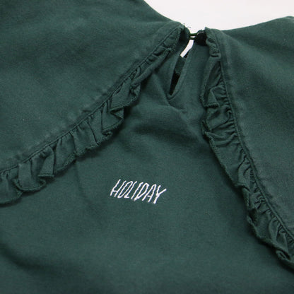 21春夏 ピーターパンカラー ノースリーブ カットソー / SUPER FINE DRY PURITAN COLLAR BLOUSE ブラウス フリル コットン