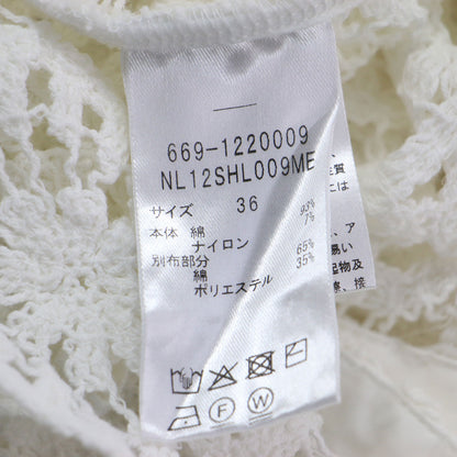 21秋冬 スカラップ レース ブラウス / シャツ 長袖 透かし編み コットン
