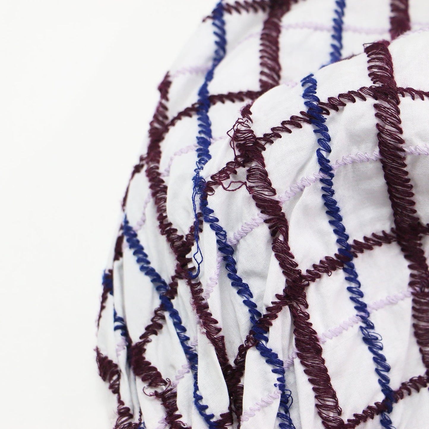 20秋冬 チェック柄 刺繍 オフショルダー ブラウス / プルオーバー クロップド丈 長袖 コットン