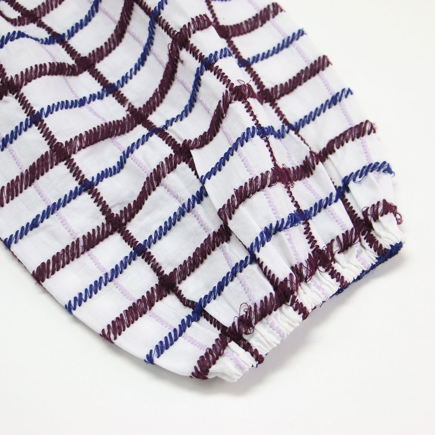 20秋冬 チェック柄 刺繍 オフショルダー ブラウス / プルオーバー クロップド丈 長袖 コットン