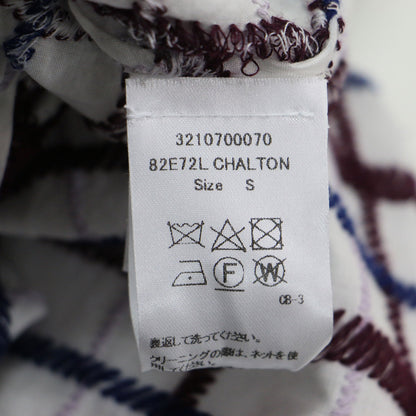 20秋冬 チェック柄 刺繍 オフショルダー ブラウス / プルオーバー クロップド丈 長袖 コットン