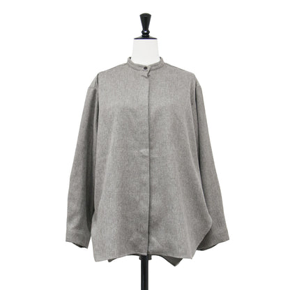 メランジ プルオーバー ブラウス / MELANGE PL BLOUSE シャツ 長袖 バンドカラー