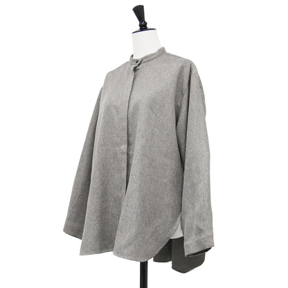 メランジ プルオーバー ブラウス / MELANGE PL BLOUSE シャツ 長袖 バンドカラー