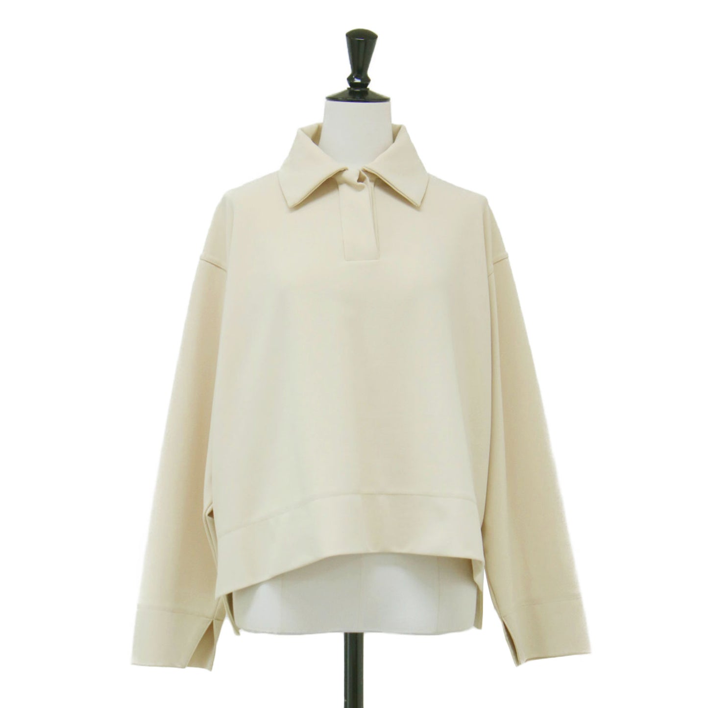 25春夏 ポロネック トップス / プルオーバー カットソー 長袖 襟付き ワイド