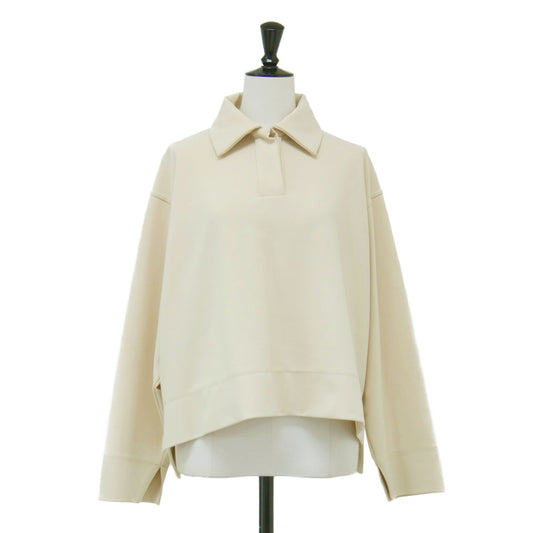 25春夏 ポロネック トップス / プルオーバー カットソー 長袖 襟付き ワイド