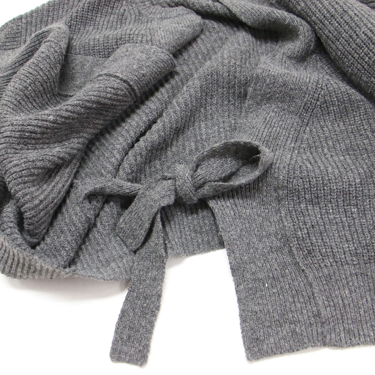 リブ ニット カーディガン / RIB KNIT CARDIGAN キーネック 長袖 カシュクール ウール