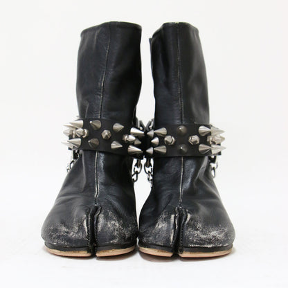 20春夏 タビ パンク スタッズ ブーツ / Tabi Punk Studs Boot ミドル シリンダーヒール ダメージ加工 レザー