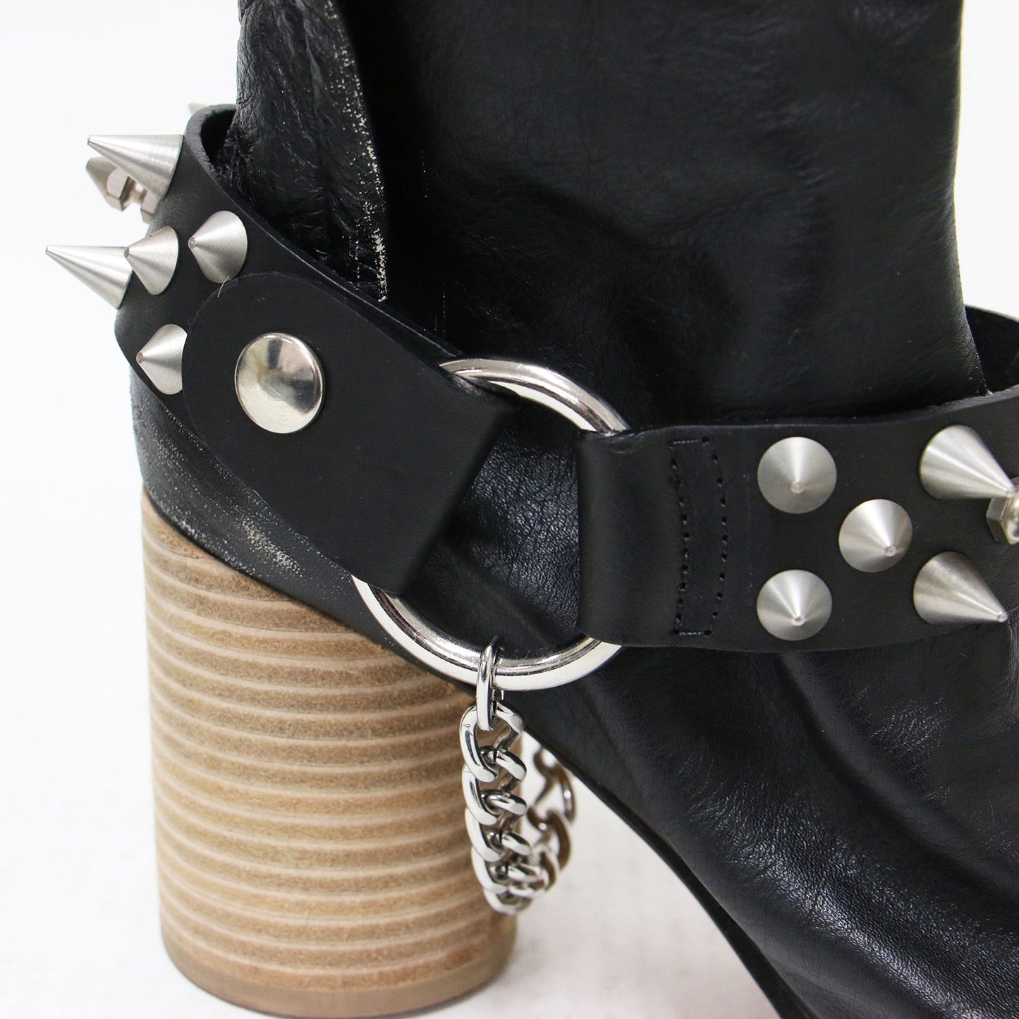 20春夏 タビ パンク スタッズ ブーツ / Tabi Punk Studs Boot ミドル シリンダーヒール ダメージ加工 レザー