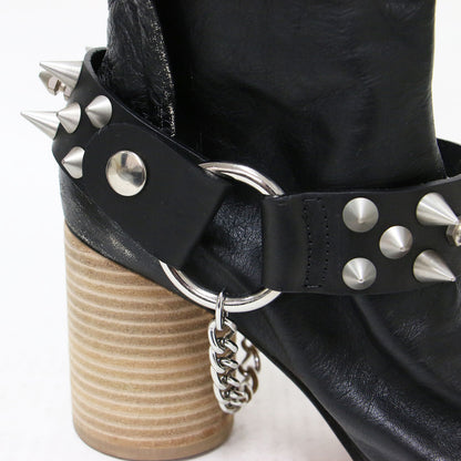 20春夏 タビ パンク スタッズ ブーツ / Tabi Punk Studs Boot ミドル シリンダーヒール ダメージ加工 レザー