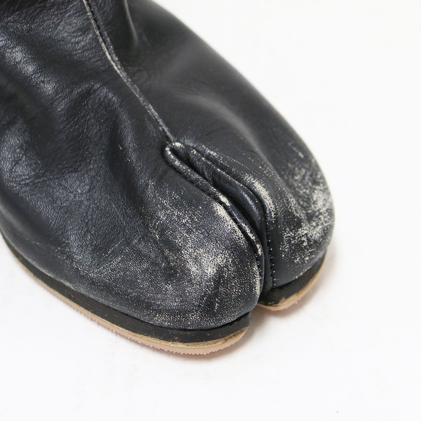 20春夏 タビ パンク スタッズ ブーツ / Tabi Punk Studs Boot ミドル シリンダーヒール ダメージ加工 レザー