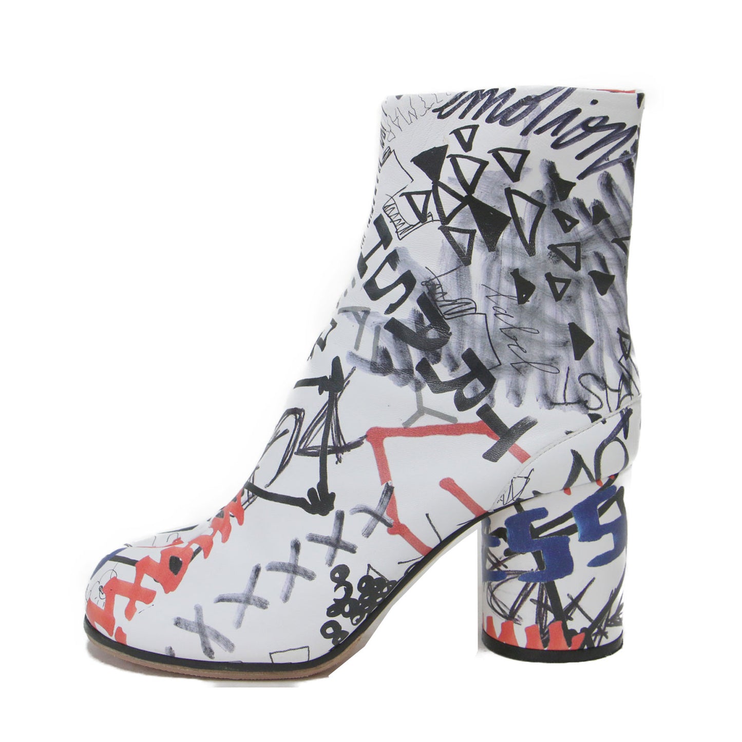 グラフティ タビ ブーツ / Graffiti Tabi boots ミドルブーツ シリンダーヒール プリント レザー
