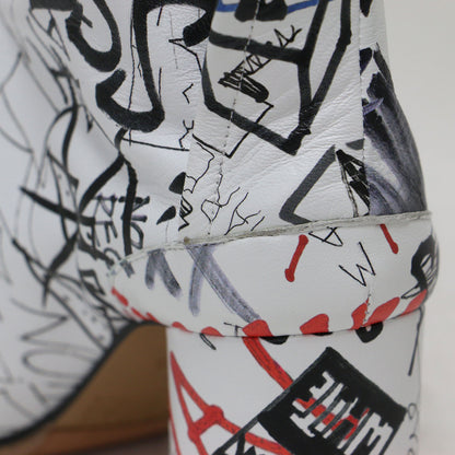 グラフティ タビ ブーツ / Graffiti Tabi boots ミドルブーツ シリンダーヒール プリント レザー