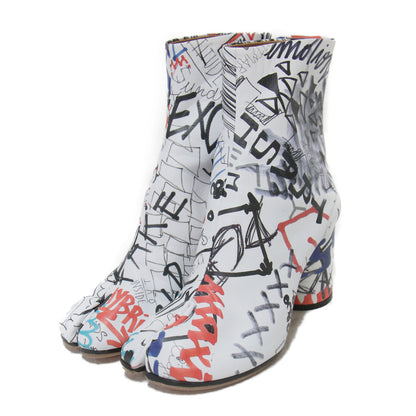 グラフティ タビ ブーツ / Graffiti Tabi boots ミドルブーツ シリンダーヒール プリント レザー