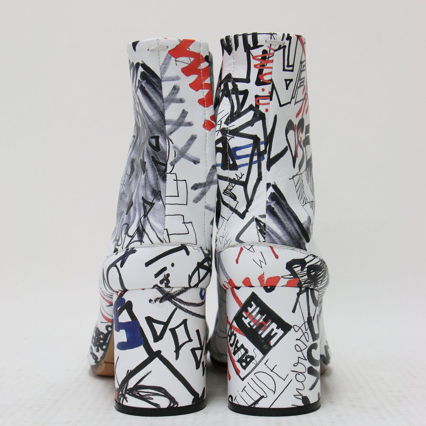 グラフティ タビ ブーツ / Graffiti Tabi boots ミドルブーツ シリンダーヒール プリント レザー