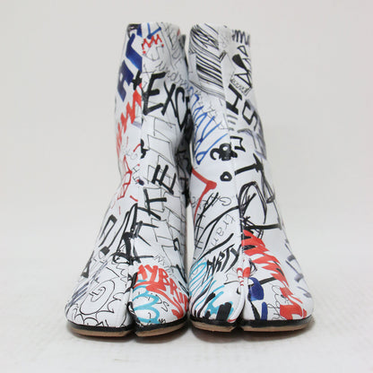 グラフティ タビ ブーツ / Graffiti Tabi boots ミドルブーツ シリンダーヒール プリント レザー