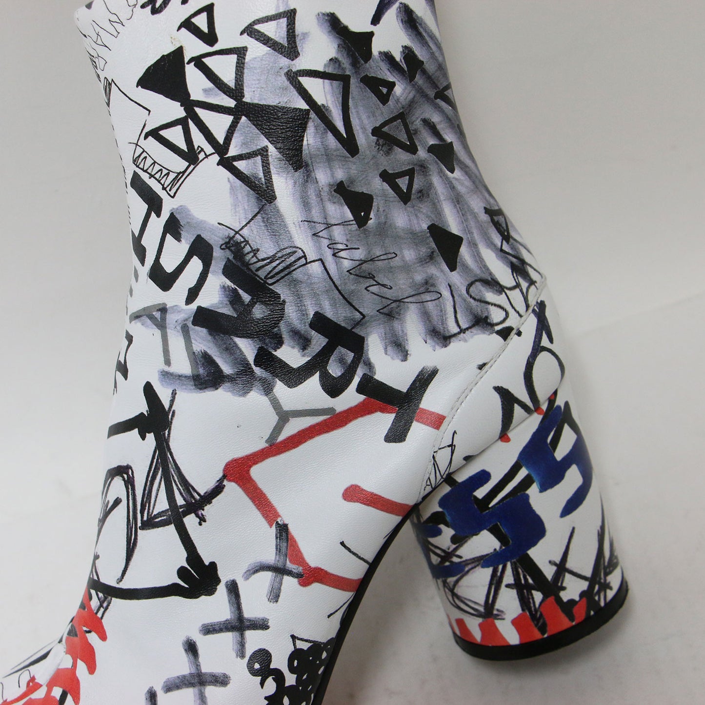 グラフティ タビ ブーツ / Graffiti Tabi boots ミドルブーツ シリンダーヒール プリント レザー