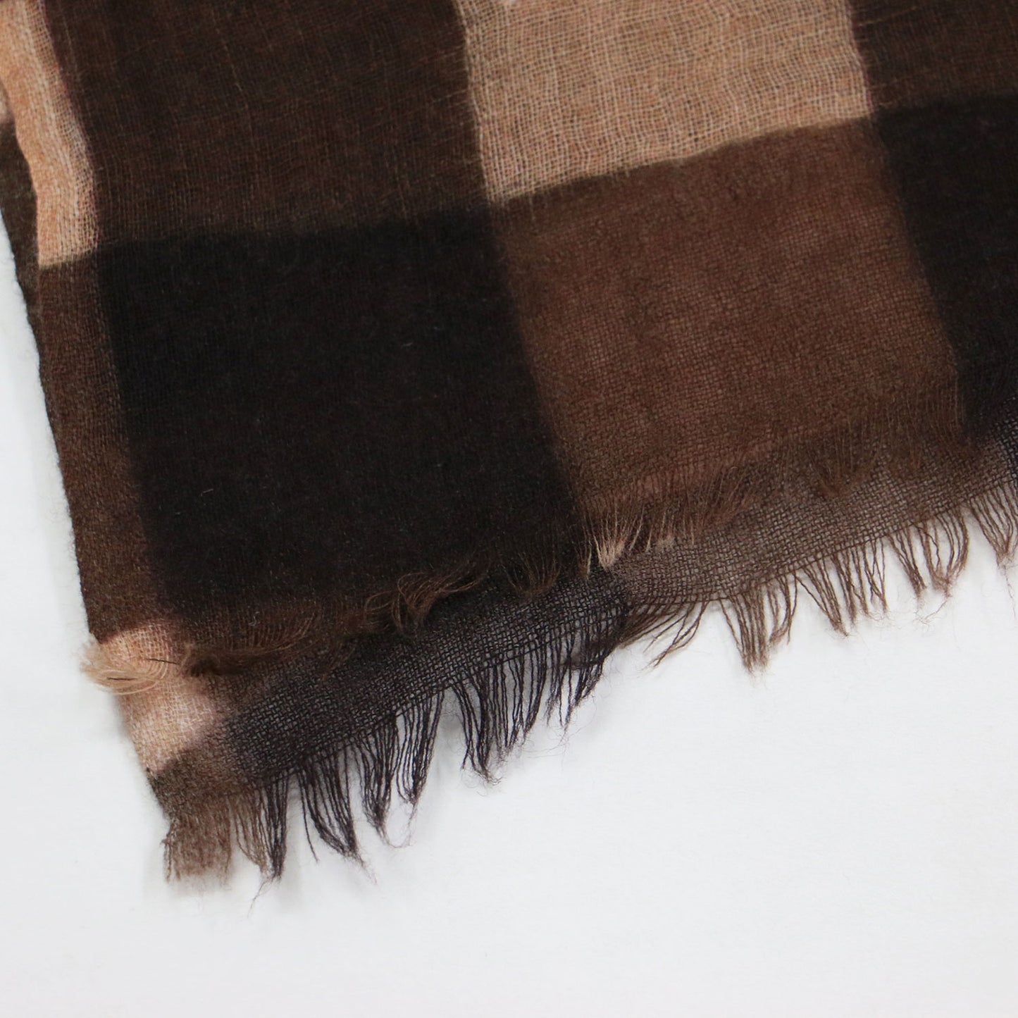 25秋冬 ギンガムチェック ウールストール / GINGHAM WOOL STOLE スカーフ 大判 バンダナ柄 アラベスク模様 フリンジ ロゴ