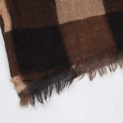 25秋冬 ギンガムチェック ウールストール / GINGHAM WOOL STOLE スカーフ 大判 バンダナ柄 アラベスク模様 フリンジ ロゴ