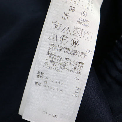 24春夏 ストレッチラミータフタ ワンピース / ドレス ミモレ丈 クルーネック 半袖 タック フレア ウエストゴム バックファスナー リネン ウォッシャブル