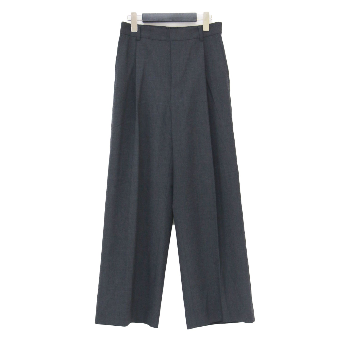 25秋冬 マットクロス タック ワイド パンツ / センタープレス ストレッチ ウール ウォッシャブル