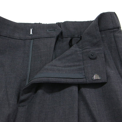 25秋冬 マットクロス タック ワイド パンツ / センタープレス ストレッチ ウール ウォッシャブル