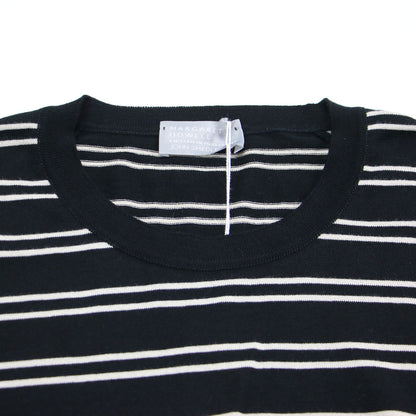 × JOHN SMEDLEY ボーダーニット / プルオーバー 七分袖 クルーネック リブ ハイゲージ コットン