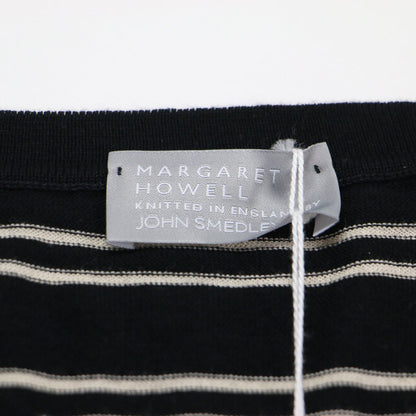 × JOHN SMEDLEY ボーダーニット / プルオーバー 七分袖 クルーネック リブ ハイゲージ コットン