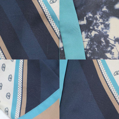25秋冬 トラベル スカーフ スタンドカラー シャツ / Travel Scarf 長袖 比翼ボタン サテン 総柄 ウォッシャブル
