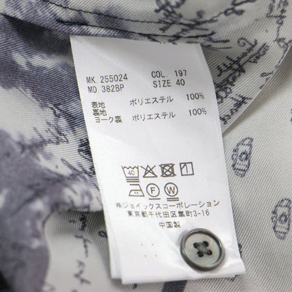25秋冬 トラベル スカーフ スタンドカラー シャツ / Travel Scarf 長袖 比翼ボタン サテン 総柄 ウォッシャブル