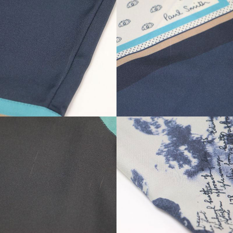 25秋冬 トラベル スカーフ スタンドカラー シャツ / Travel Scarf 長袖 比翼ボタン サテン 総柄 ウォッシャブル