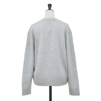 24秋冬 アニマル刺繍 カーディガン / Bold Fox Head Embroidered Cropped Cardigan Vネック 長袖 ボタンダウン カシミヤ ウール ミドルゲージ