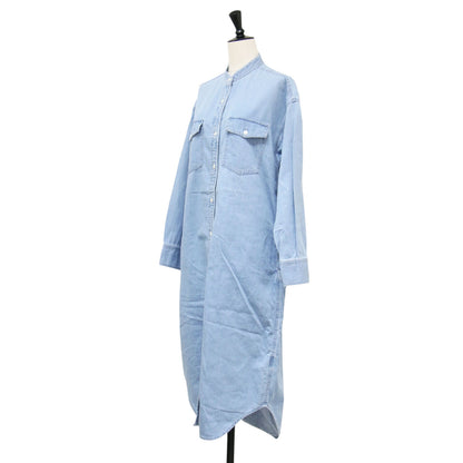 24春夏 ライトダンガリー シャツワンピース / 23区DENIM 羽織り バンドカラー 長袖 ウォッシュ加工 コットン