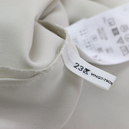 25春夏 ストレッチジョーゼット バンドカラー カットソー / ブラウス Vネック 半袖 バイカラー フロントタック ウォッシャブル