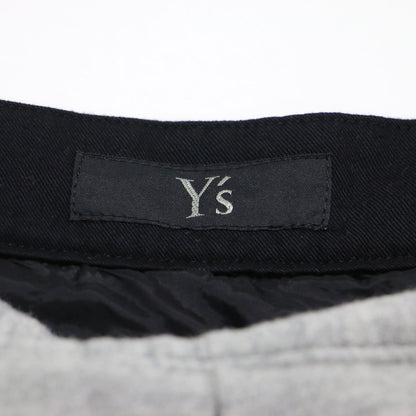 ウール 切替え プリーツスカート / Y's ミディ丈 Aライン フレア ジャガード サイドボタン ベルベット コットン