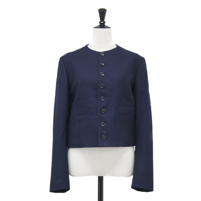 ウール ノーカラー ジャケット / ボレロ 長袖 コンパクト クルーネック