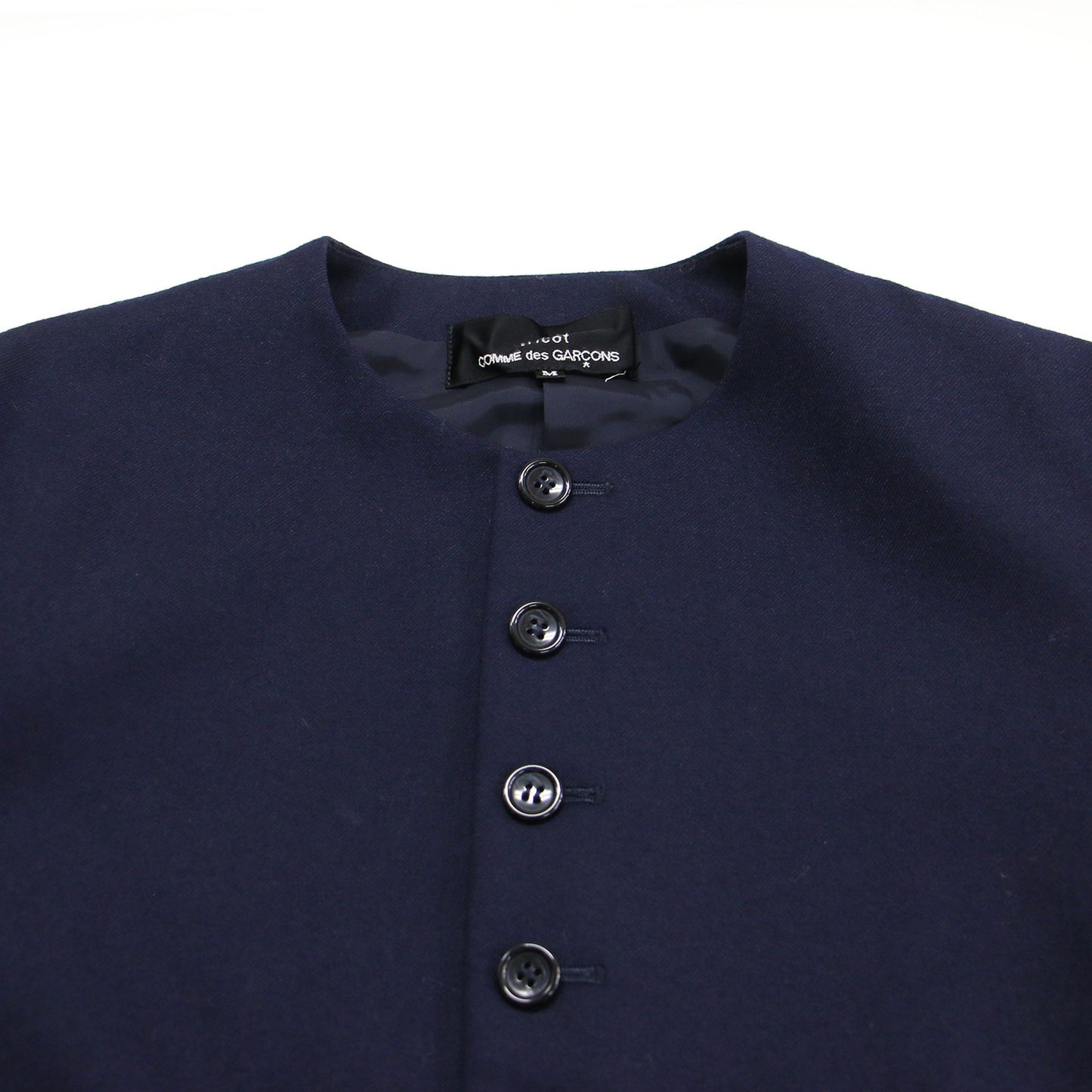 ウール ノーカラー ジャケット / ボレロ 長袖 コンパクト クルーネック