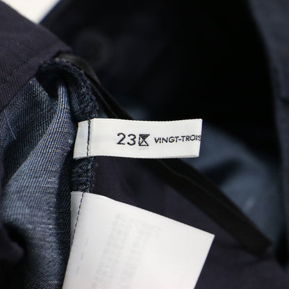 24春夏 デニムライク シャンブレー ワイドパンツ / ハイウエスト タック ギャザー ストレッチ