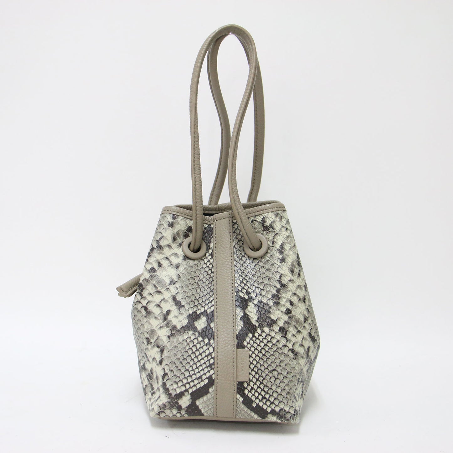 × martinique 別注 パイソン ミニバッグ / Bond Mini PYTHON スクエア型 巾着 総柄 パイピング