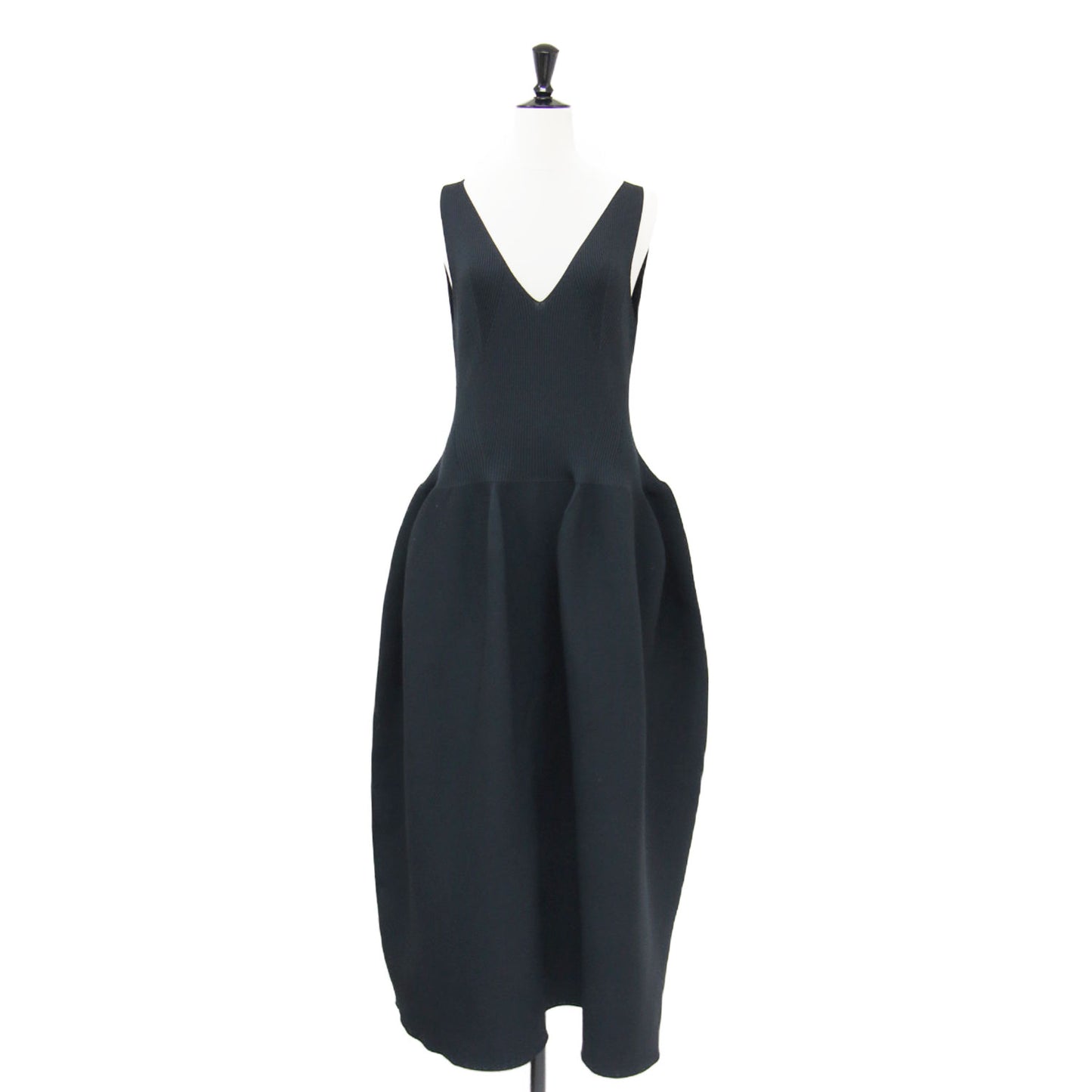 25秋冬 ポタリー スリーブレス ドレス / ワンピース Vネック コクーンシルエット Aライン ストレッチ