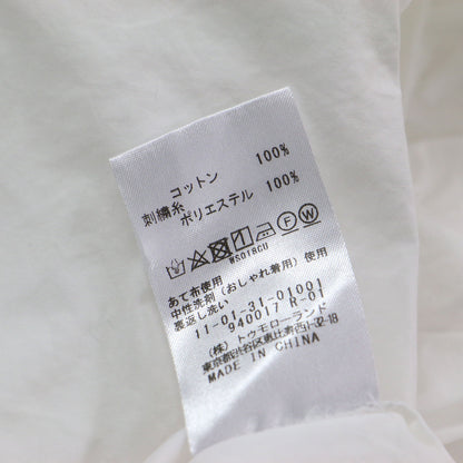 23春夏 コットン エンブロイダリー ビッグカラーブラウス / プルオーバー 長袖 リボン タック レース 刺繍