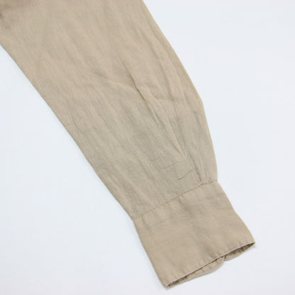 25春夏 リネンコットンレギュラーシャツ / 長袖 チュニック丈 レギュラーカラー オーバーサイズ 胸ポケット ラウンドヘム