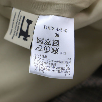 100年コート バルマカーンコート / ステンカラーコート ロング丈 比翼 チェック柄 ライナー付き Aラインシルエット コットン ギザ綿