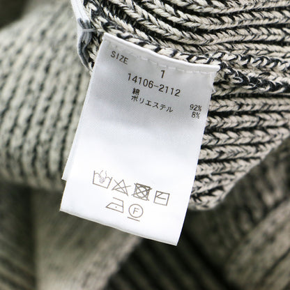 ダブルフェイス ワイド プルオーバー / W FACE CUT NECK WIDE KNIT TOPS ニット 長袖 Vネック スリット コットン